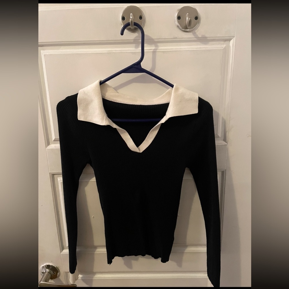 Black and White Collared Sweater